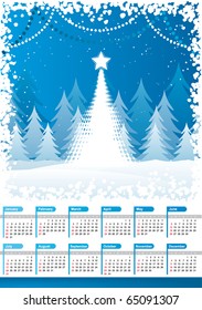 Christmas tree background with 2011 calendar