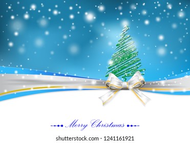 Christmas Tree Background with Bow, Vector illustration