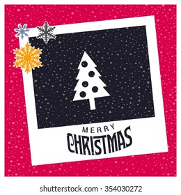Christmas tree background, Creative Christmas tree Card,
Abstract Christmas Tree
photo frame with Snowflake border and creative typography in footer on glowing Vector background
