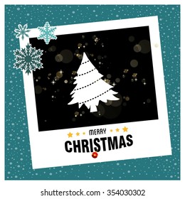Christmas tree background, Creative Christmas tree Card,
Abstract Christmas Tree
photo frame with Snowflake border and creative typography in footer on glowing Vector background