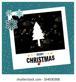 Christmas tree background, Creative Christmas tree Card,
Abstract Christmas Tree
photo frame with Snowflake border and creative typography in footer on glowing Vector background