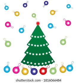  Christmas tree background. Design for fabric, print, clothing, gift wrap, cups. Vector graphics.