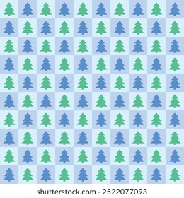 Diseño de fondo de árbol de Navidad. Patrón sin fisuras con adornos de dibujos animados abstractos. Fondo de pantalla. Ilustración vectorial