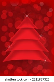 Christmas tree background with falling snow and stars