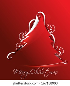 Christmas Tree Background with floral Vector illustration 
