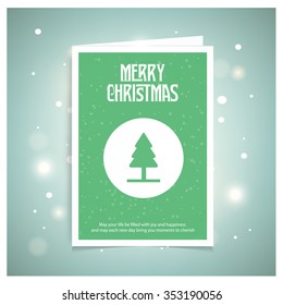 Christmas tree background. Green Christmas book cover or flyer template, vector