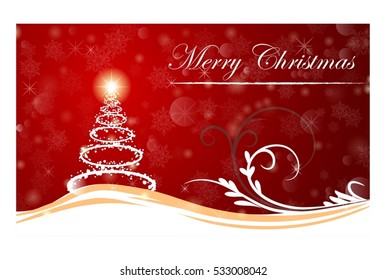Christmas tree background. Christmas greeting card light and snowflakes vector background.