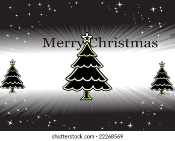 christmas tree background night scene, black wallpaper