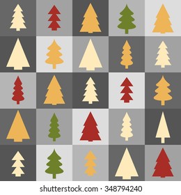 Christmas tree background - seamless texture illustration. Patchwork style.