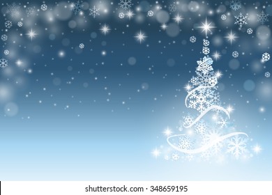 Christmas tree background with snowflakes