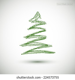 Christmas tree background. Spruce element for design. Grunge vector green tree