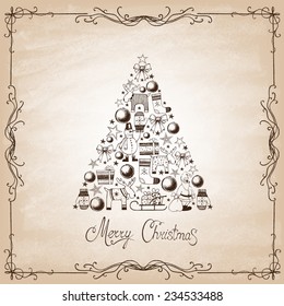 Christmas Tree Background, Trendy Design Template. Vector illustration.