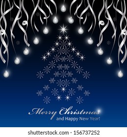 Christmas Tree Background - Vector Illustration, Graphic Design Editable For Your Design