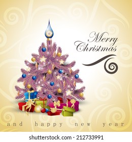 Christmas Tree Background - Vector Illustration, Graphic Design Editable For Your Design