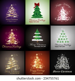 Christmas Tree Backgrounds - Vector Illustration, Graphic Design Editable For Your Design  