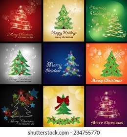 Christmas Tree Backgrounds - Vector Illustration, Graphic Design Editable For Your Design  