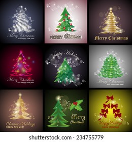 Christmas Tree Backgrounds - Vector Illustration, Graphic Design Editable For Your Design  