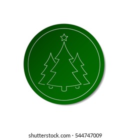 Christmas tree badge emblem icon, vector. Green sticker with symbol of fir-tree.