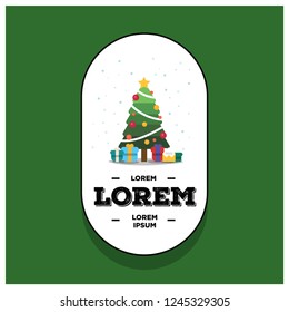Christmas Tree Badge Vector Illustration in Flat Style Design