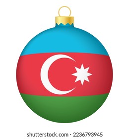 Christmas tree ball with Azerbaijan flag. Icon for Christmas holiday