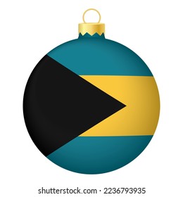 Christmas tree ball with Bahamas flag. Icon for Christmas holiday