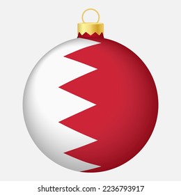 Christmas tree ball with Bahrain flag. Icon for Christmas holiday
