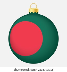 Christmas tree ball with Bangladesh flag. Icon for Christmas holiday