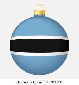Christmas tree ball with Botswana flag. Icon for Christmas holiday