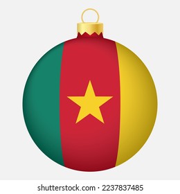 Balón de árbol de Navidad con bandera de Camerún. Icono para las vacaciones de Navidad