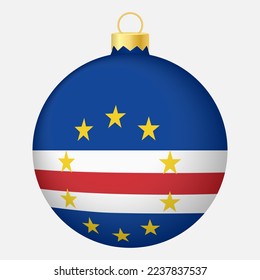Christmas tree ball with Cape Verde flag. Icon for Christmas holiday