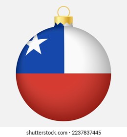 Christmas tree ball with Chile flag. Icon for Christmas holiday