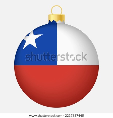 Christmas tree ball with Chile flag. Icon for Christmas holiday