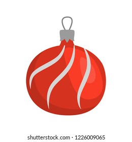 Christmas tree ball color vector icon. Flat design