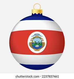 Christmas tree ball with Costa Rica flag. Icon for Christmas holiday