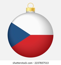 Christmas tree ball with Czechia flag. Icon for Christmas holiday