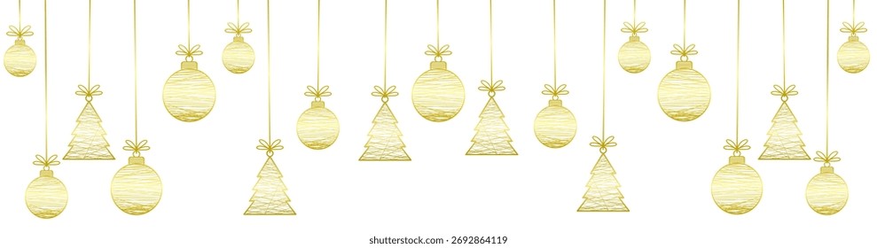 christmas tree and christmas ball decorations vector eps
