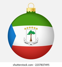 Christmas tree ball with Equatorial Guinea flag. Icon for Christmas holiday