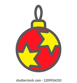 Christmas tree ball filled outline icon, xmas and decoration, bauble sign, vector graphics, a colorful linear pattern on a white background, eps 10.