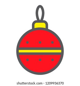 Christmas tree ball filled outline icon, xmas and decoration, bauble sign, vector graphics, a colorful linear pattern on a white background, eps 10.