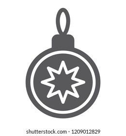 Christmas tree ball glyph icon, xmas and decoration, bauble sign, vector graphics, a solid pattern on a white background, eps 10.