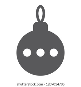 Christmas tree ball glyph icon, xmas and decoration, bauble sign, vector graphics, a solid pattern on a white background, eps 10.