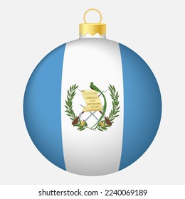 Christmas tree ball with Guatemala flag. Icon for Christmas holiday
