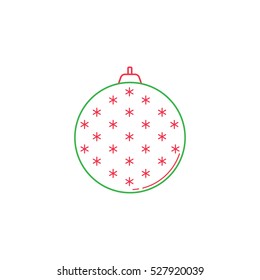 Christmas tree ball icon,  baubles, 2016 holiday, vector graphics, a  linear colorful pattern on a white background, eps 10.
