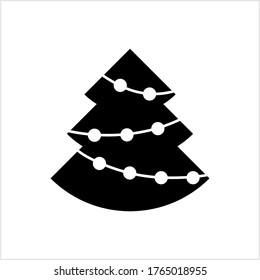 Árbol de Navidad con icono de bola. Diseño de vacaciones. Esbozar el cartel de Navidad. Símbolo de Navidad. EPS 10