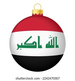 Christmas tree ball with Iraq flag. Icon for Christmas holiday