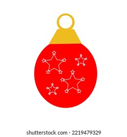 Christmas tree ball. Isolated on white background. Fit for Symbol of Happy New Year, holiday celebration, winter. Flat design for card Vector, etc.