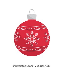 Christmas tree ball isolated on a white background.  Suitable for winter and New Year themes. Vector illustration. It can be used in web design, advertising, and social media.