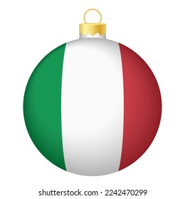 Christmas tree ball with Italy flag. Icon for Christmas holiday