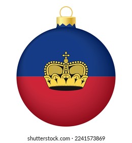 Christmas tree ball with Liechtenstein flag. Icon for Christmas holiday