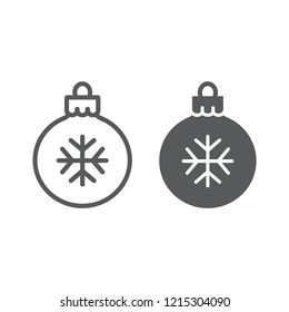 Christmas tree ball line and glyph icon, xmas and decoration, bauble sign, vector graphics, a linear pattern on a white background, eps 10.